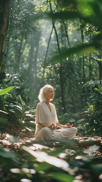 Stillness in a sunlit forest